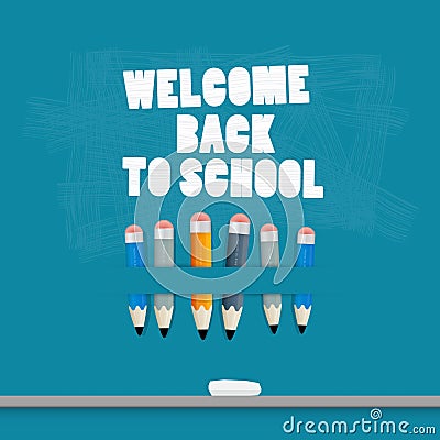 Vector Back to school Blue Background Vector Illustration