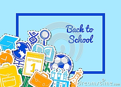 Vector back to school stationery background illustration Vector Illustration