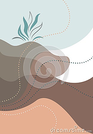 Abstract image combining various spots and a distinguishable element in the form of a bush or leaves. Concept. Vector Illustration