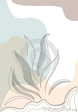 Abstract image combining various spots and a distinguishable element in the form of a bush or leaves. Concept. Vector Illustration