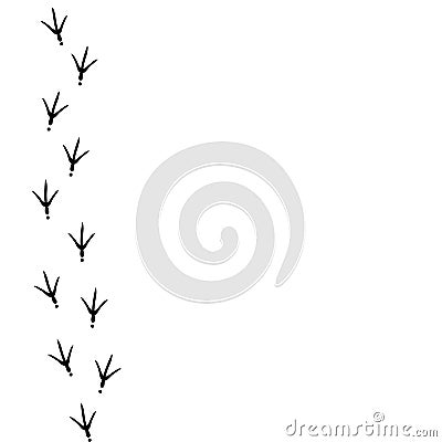 Vector background with bird trail on the left side. Black Bird footprints track Stock Photo