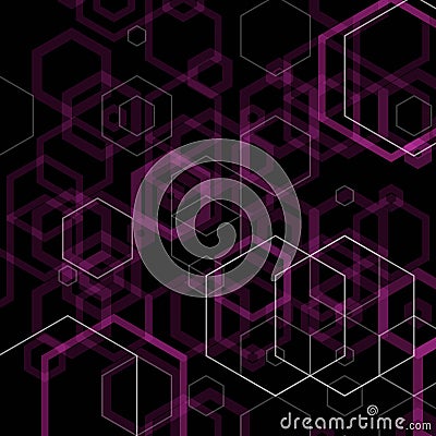 Vector background. black background with purple hexagons. polygonal style. eps 10 Vector Illustration