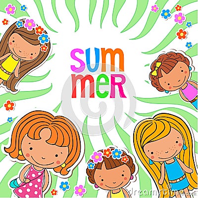 Vector background blank with kids summer camp Vector Illustration