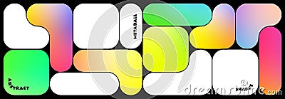 Vector Background with Blob Geometric Shapes. Abstract Bento Grid Pattern with Gradient. Metaball Fluid Blocks. Modern Vector Illustration
