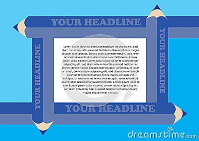Vector Background with Blue Pencils Border Framing White Text Ar Vector Illustration