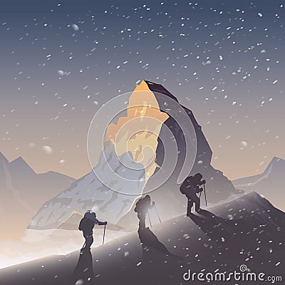 Vector background. Climbing, Trekking, Hiking. Vector Illustration