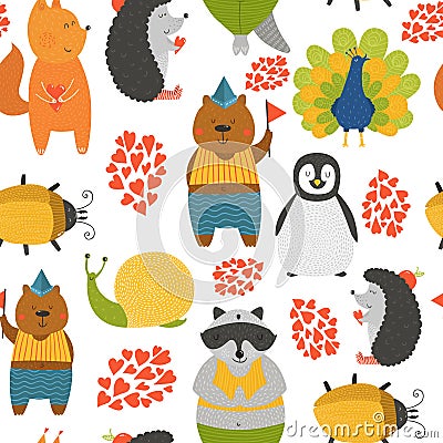 Vector background with cute animals Vector Illustration