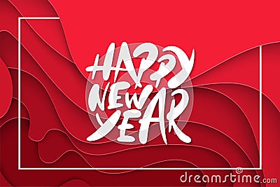 3D abstract Happy New Year 2019 lettering, design layout for greeting cards, posters, prints, decoration, banners Vector Illustration