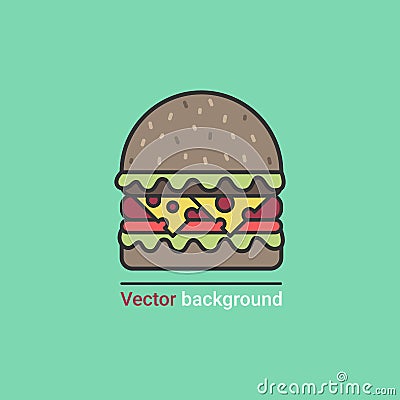 Vector background, delicious burger Stock Photo