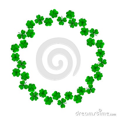 Background with detailed realistic three-leaf and four-leaf shamrocks. St. PatriÑk`s day design elements. Gradient mesh Vector Illustration