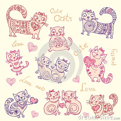 Vector background with different cute animals,objects Vector Illustration