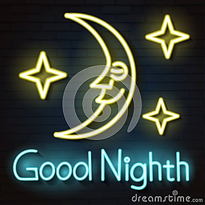 Beautiful moon hanging in the night sky Vector Illustration