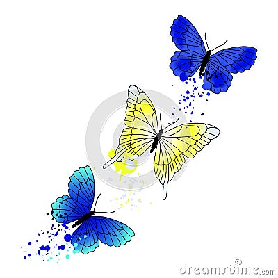 Vector background with flying butterflies Vector Illustration