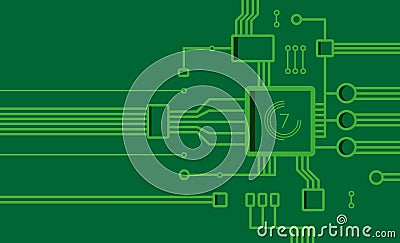 Vector background in the form of a computer chip green. Vector Illustration