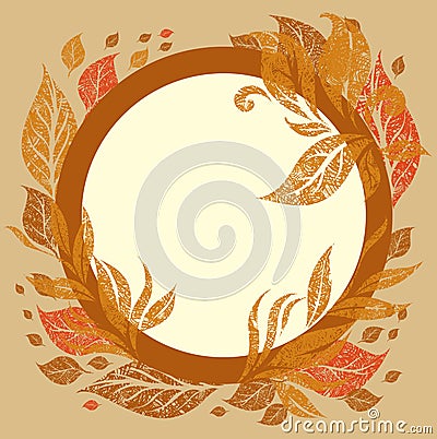 Vector background with frame with Autumn Leafs Vector Illustration