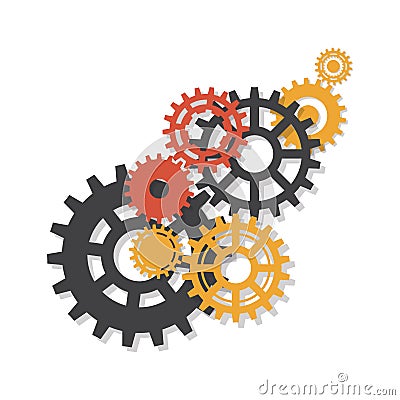 Gears, trundles and cogwheels, machine mechanism. Vector background Vector Illustration