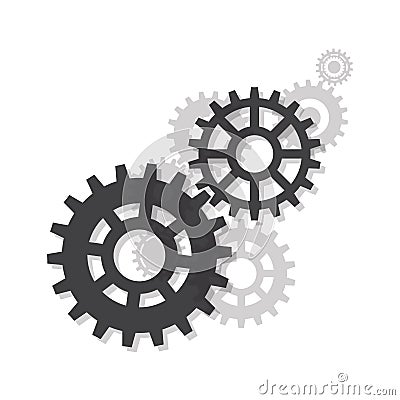 Gears, trundles and cogwheels, machine mechanism. Vector background Vector Illustration