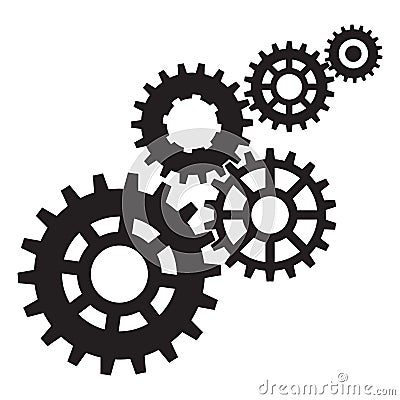 Gears, trundles and cogwheels, machine mechanism. Vector background Vector Illustration