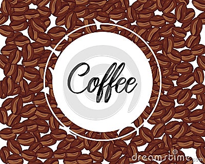 Vector background with hand drawn natural coffee beans. Seamless coffee beans pattern. Vintage coffee design for shop or cafe Vector Illustration