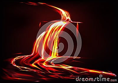 Vector background with lava river, volcano eruption Vector Illustration