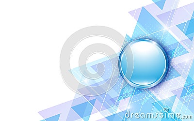 Vector background modern blue tech innovation concept and metallic button Vector Illustration