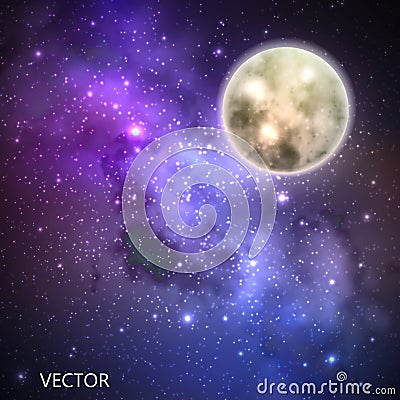 Vector background with night sky and stars. illustration of outer space and Milky Way Vector Illustration