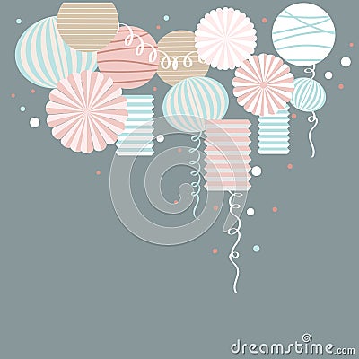 Vector background with paper Pom Poms Vector Illustration