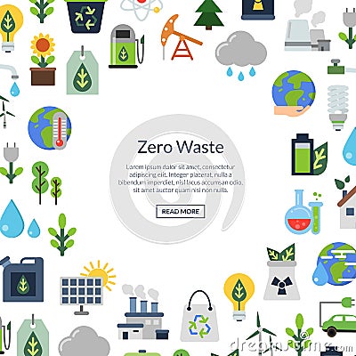 Vector background with place for text and with ecology flat icons Vector Illustration