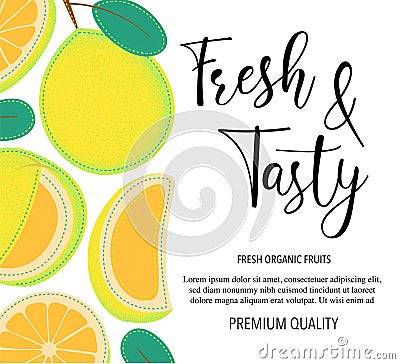 Vector background with pomelo, whole and pieces. Vector stock illustration isolated on white background. Vector Illustration