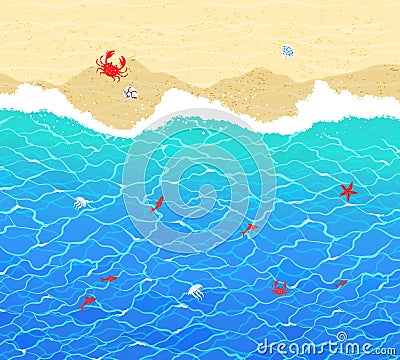 Vector background with sea surf Vector Illustration