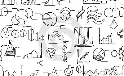 Vector Background Seamless pattern with hand drawn Data doodle e Stock Photo