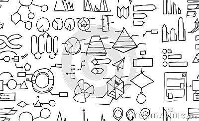 Vector Background Seamless pattern with hand drawn Data doodle e Stock Photo