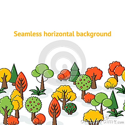 Vector background, seamless pattern trees. Backdrop forest Vector Illustration