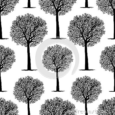 Vector background of silhouettes of trees Vector Illustration