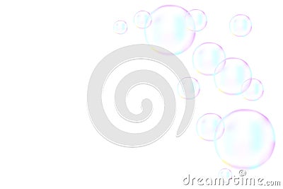 Vector background of soap bubbles. Water watercolor blower. Colored patterned texture from soapbubble. Vector Illustration