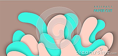 Vector background with splash water paper cut liquid shapes. 3D abstract paper art style, design layout for advertising, flyers Vector Illustration