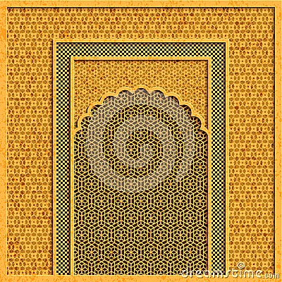 Vector background with traditional indian architecture and golden ornaments Vector Illustration