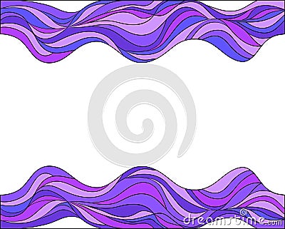 Vector background with two beautiful striped waves isolated on the white with space for text Vector Illustration