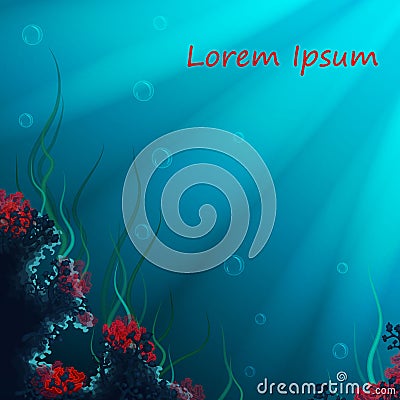 Vector background with underwater cave Vector Illustration