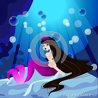 Vector background with an underwater world Vector Illustration