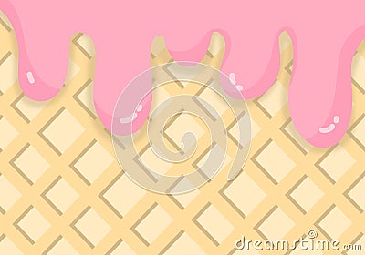 Vector background, waffen pattern, cream color, yellow ice cream wallpaper background, pastel, pink ice cream Stock Photo