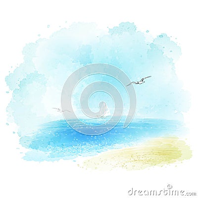Vector background of a watercolor seascape Stock Photo