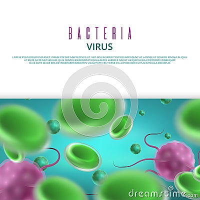 Vector bacteria viruses banner template. Healthcare medical flyer template Vector Illustration