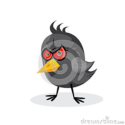 Vector bad angry black raven bird. Vector Illustration