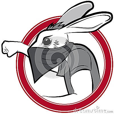 Vector badge with protestor man rabbit Vector Illustration