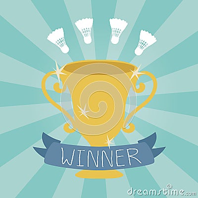 Vector badmiton winner cup flat icon Stock Photo