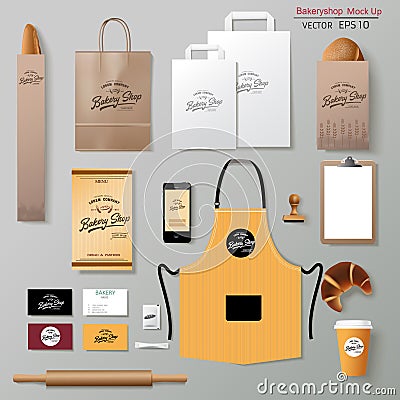 Vector bakery corporate branding identity template design set Stock Photo