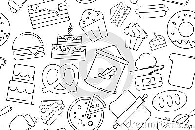 Vector bakery pattern. Bakery seamless background Vector Illustration