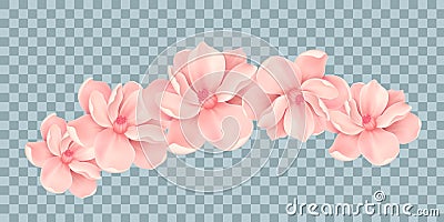 Vector Bali flowers border isolated on transparency grid background Vector Illustration