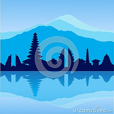 Vector Bali skyline Vector Illustration